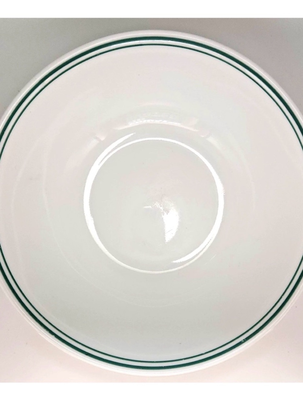 2 Big Corelle Country Cottage Bowls 8.5” (1QT) Bowl USA White Double Green Bands